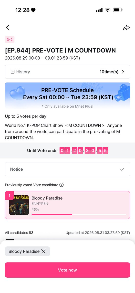 jayminovio's tweet photo. se imaginan lo buenisimo q seria darle los 6 wins a bloody paradise para q asi sea uno por cada miembro amigas no m importa si dejamos la vara altísima para el proximo cb enha se tiene q llevar ese sexto win por mis huevotes VOTEN CULERAS https://t.co/pCfIDeCK53