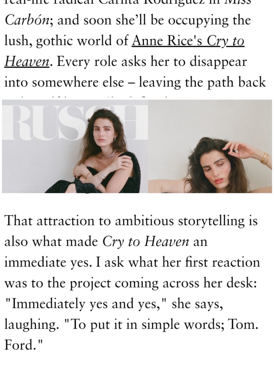 Hbrl18228's tweet photo. In *Russh* magazine, Chilean actress Lux Pascal discusses her upcoming film, Tom Ford's *Cry to Heaven*, which features Adele, Nicholas Hoult, Aaron Taylor-Johnson, Owen Cooper, Colin Firth, and George MacKay. https://t.co/4UMEYzVOwW