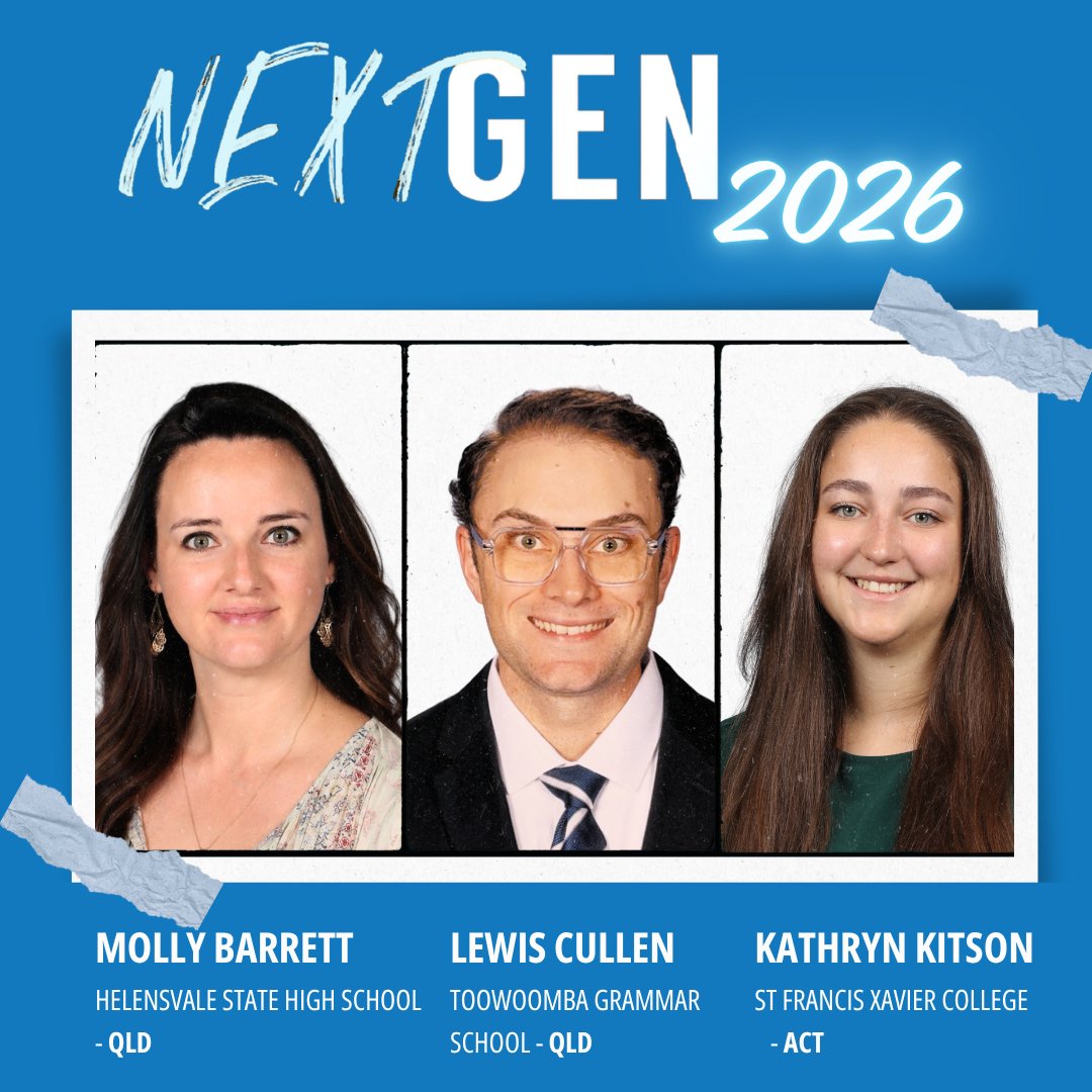 acelaustralia's tweet photo. Welcome three more members of the 2026 ACEL NextGen cohort: Molly Barrett, Lewis Cullen and Kathryn Kitson!  Start picturing where NextGen and ACEL membership could take YOU.  See our website for more information.   #ACELNextGen #ACEL2026 https://t.co/P9MvwgmVGP