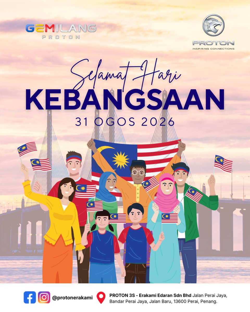 ProtonErakami's tweet photo. Selamat Hari Kebangsaan ke-69 🇲🇾 Mari kita terus semarakkan perpaduan dan kecintaan pada tanah air tercinta. ❤️💛💙

#HariKebangsaanMalaysia2026 #Merdeka69
#ProtonErakamiEdaran https://t.co/tzaihCORQU