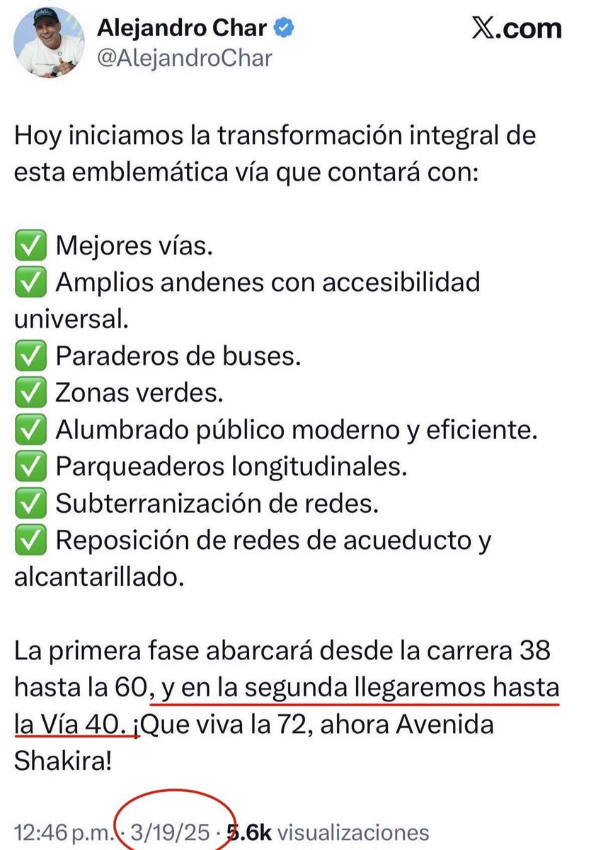 UnCafePorQuilla's tweet photo. No mienta, alcalde @AlejandroChar.

👉La primera fase de la calle 72 no está lista. Suspendieron el contrato y no hay nueva fecha de entrega.

👉La 2da fase, de la cra 60 hasta la Vía 40, no ha comenzado.

Ojo! Char va a dejar la 72 a medias. Esto fue lo que anunció y prometió: https://t.co/YZIyNAAqQq