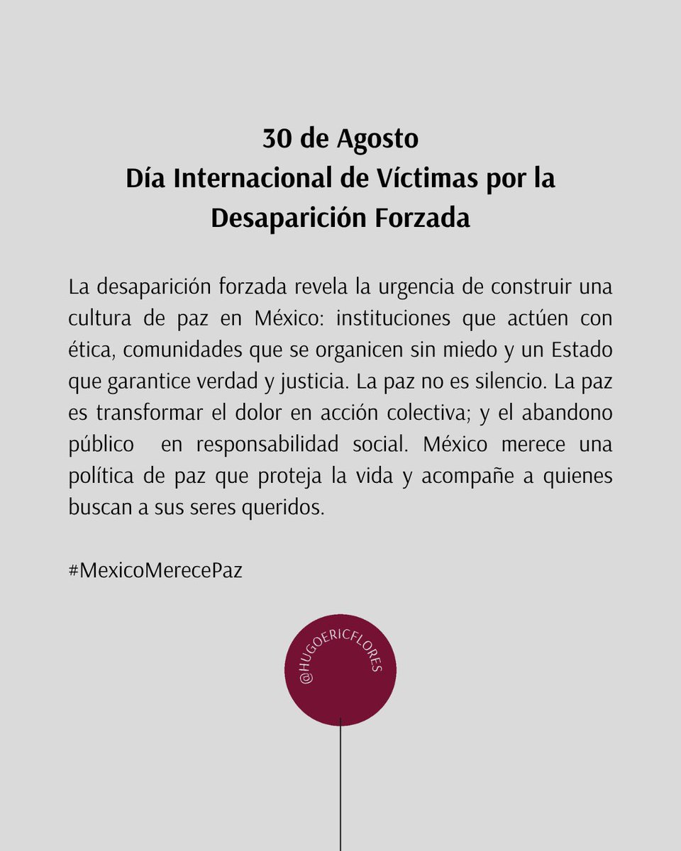 HugoEricFlores's tweet photo. Más de 120 mil personas desaparecidas y no localizadas nos recuerdan que la paz exige verdad, justicia y un Estado que proteja la vida. 

#HugoEricFlores #MéxicoMerecePaz https://t.co/Il0CRusKeX