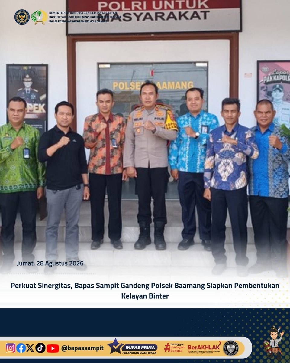 bapas_sampit's tweet photo. Perkuat Sinergitas, Bapas Sampit Gandeng Polsek Baamang Siapkan Pembentukan Kelayan Binter

Selengkapnya pada:
https://t.co/2sA5SNHvl2

Humas Bapas Sampit

#kemenimipas
#Ditjenpas
#pemasyarakatan
#Kelayanbinter
#DitjenpasKalteng
#Hensah
#infomipas https://t.co/XxoJjzfrb4