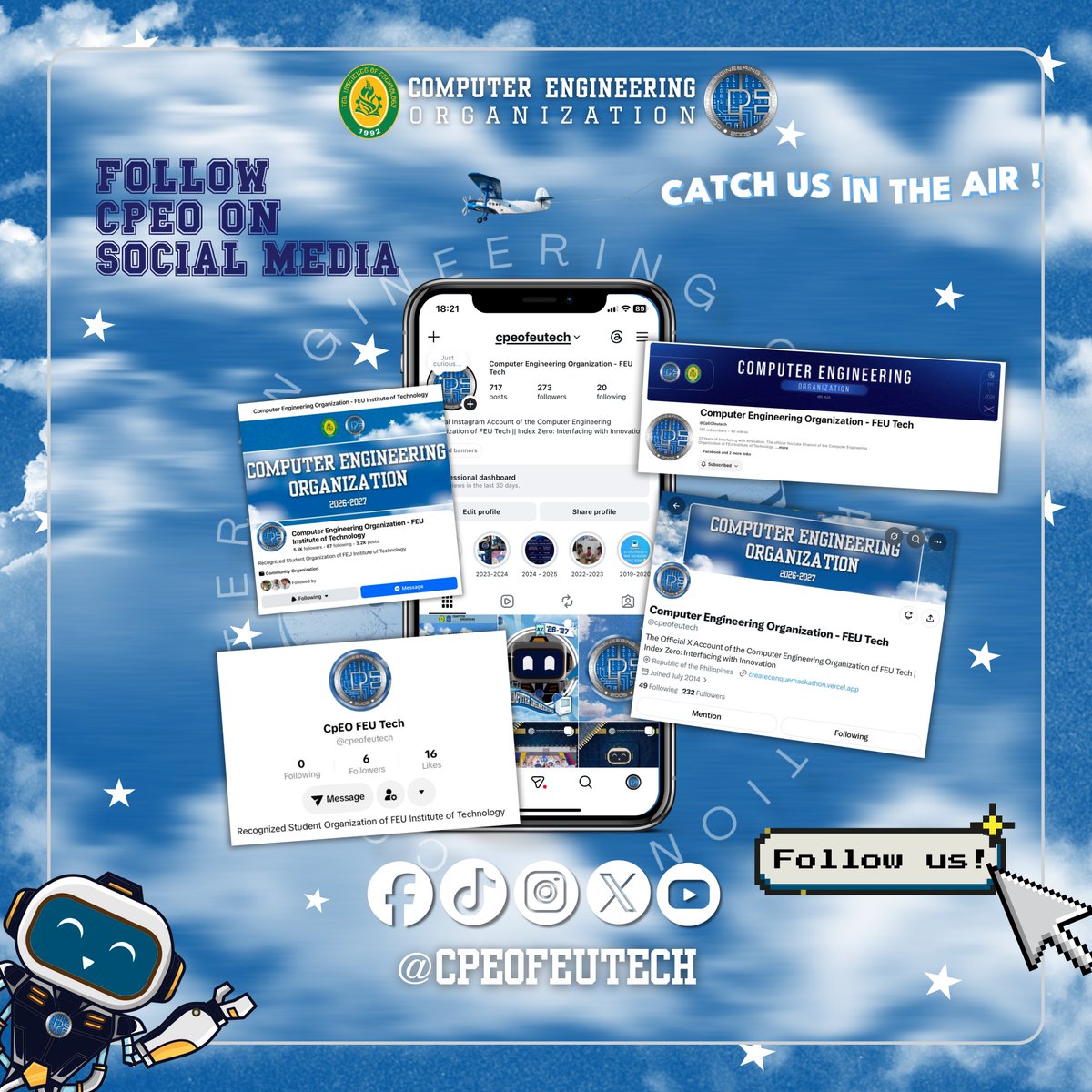 cpeofeutech's tweet photo. CpEO is available on multiple social media platforms. Follow us!

𝗚𝗿𝗮𝗽𝗵𝗶𝗰𝘀 𝗯𝘆: Mizha Manalo 

#CpEO2627 #CpEOnTop #21YearsofCpEO #CpEOFEUTech #CpEOIndexZero https://t.co/ZfgPn5t7TV