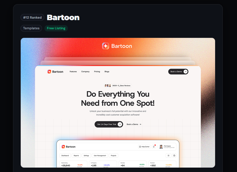 soubhagyaside's tweet photo. we got 12th listing on https://t.co/N8FMkFfnWt

Bartoon template by template devs

you can also add your @framer template on buildinframe https://t.co/skorBoZzWb