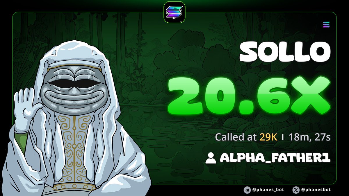 Alpha_father1's tweet photo. 20.6x up on $SOLLO

HE7CfFVm6H3MeSNLWNsYPVcRpnsJVf22HHa2Fj62pump https://t.co/rX6jeKw0vd