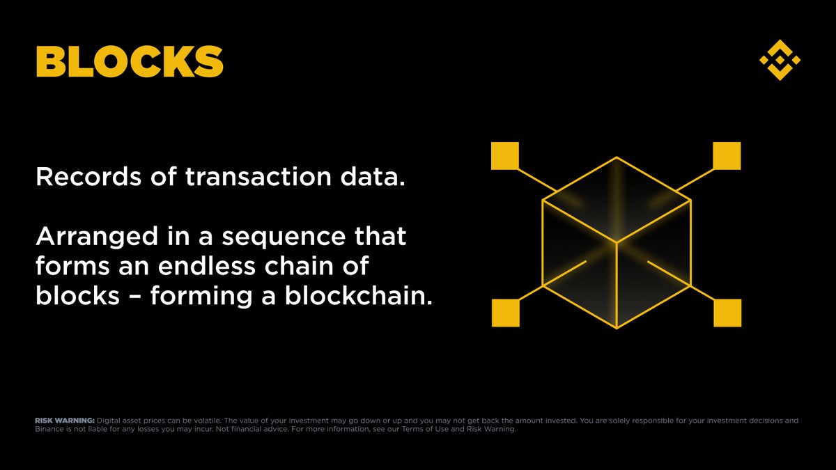 binance's tweet photo. Blocks are the building units of blockchain, storing transaction data in a continuous chain. https://t.co/OyNAueWmUj