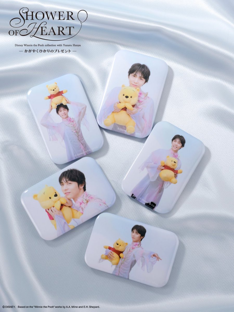 NTVService's tweet photo. 「SHOWER OF HEART - かがやくひかりのプレゼント -」
撮り下ろしビジュアルを使用した商品の一部をご紹介✨

●缶マグネットコレクション 660円（税込）
※ランダム全5種

#プーさん #羽生結弦 #シャワハー https://t.co/4zVIWVkLT7