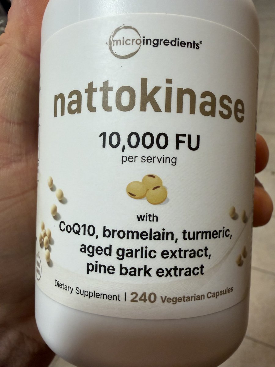 BOENGLISH1's tweet photo. Nattokinase 10k units a day, everyday. Will retest labs in a month and see if it’s done anything. I’ve been running different brands, different variations but the research looks solid on Nattokinase https://t.co/UqFmW6Xg7I