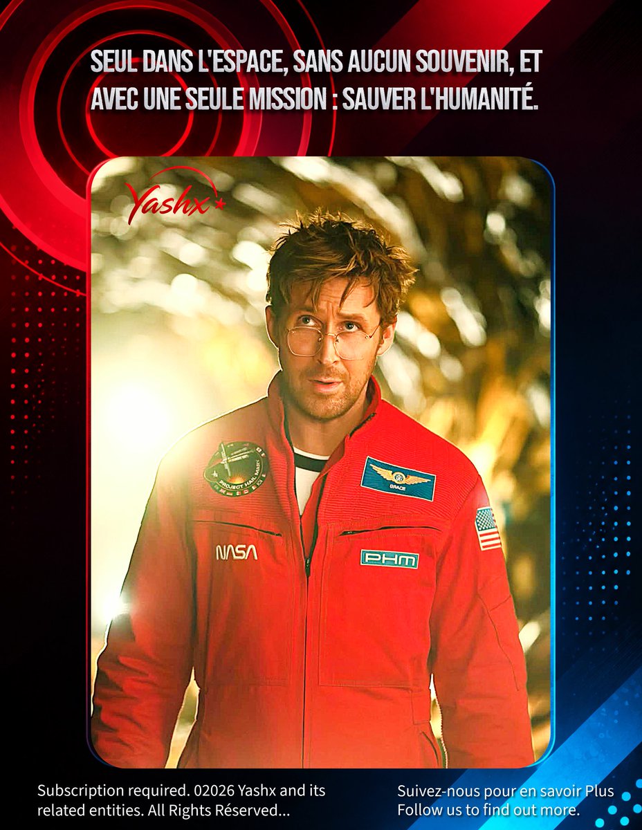 YASHXOFFIC1l's tweet photo. Ryan Gosling est absolument magistral dans Project Hail Mary ! Une immersion totale, visuellement incroyable et une histoire qui prend aux tripes. 🌌✨
👇 Qui l'a déjà vu ou compte le regarder ce week-end ? Donnez-moi votre avis sans spoiler ! En tout cas, c'est un enormous https://t.co/kMuenPLAdn