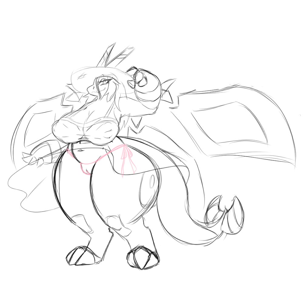 AlrecSolus's tweet photo. Jetragon in a sundress sketch. https://t.co/O9kAie3fu6