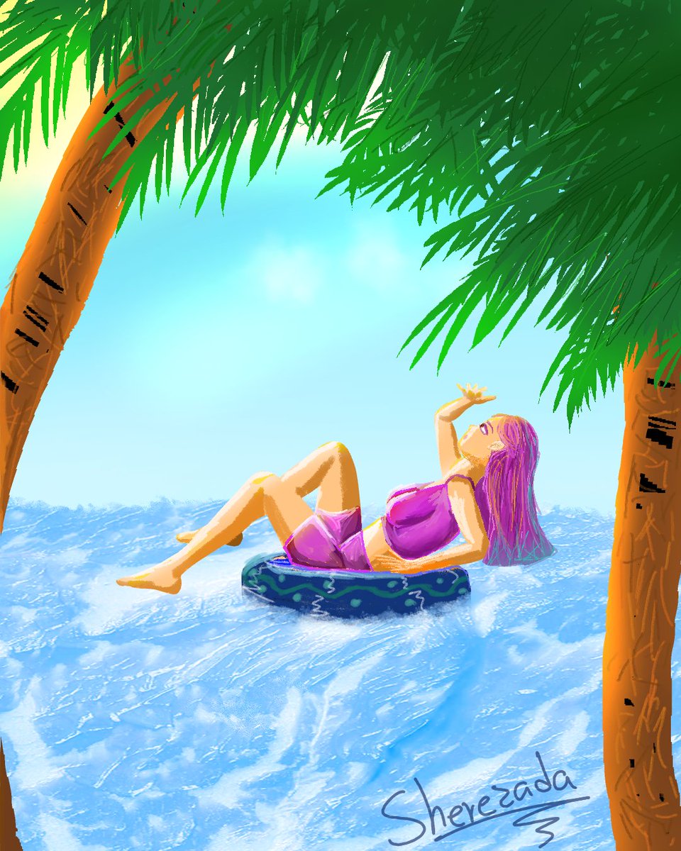 Sherezadaslm's tweet photo. My piece is inspired by the idea that the beach is pure paradise. 
My last-minute entry for the August #vgenchallenge https://t.co/7zRh0sP3tl