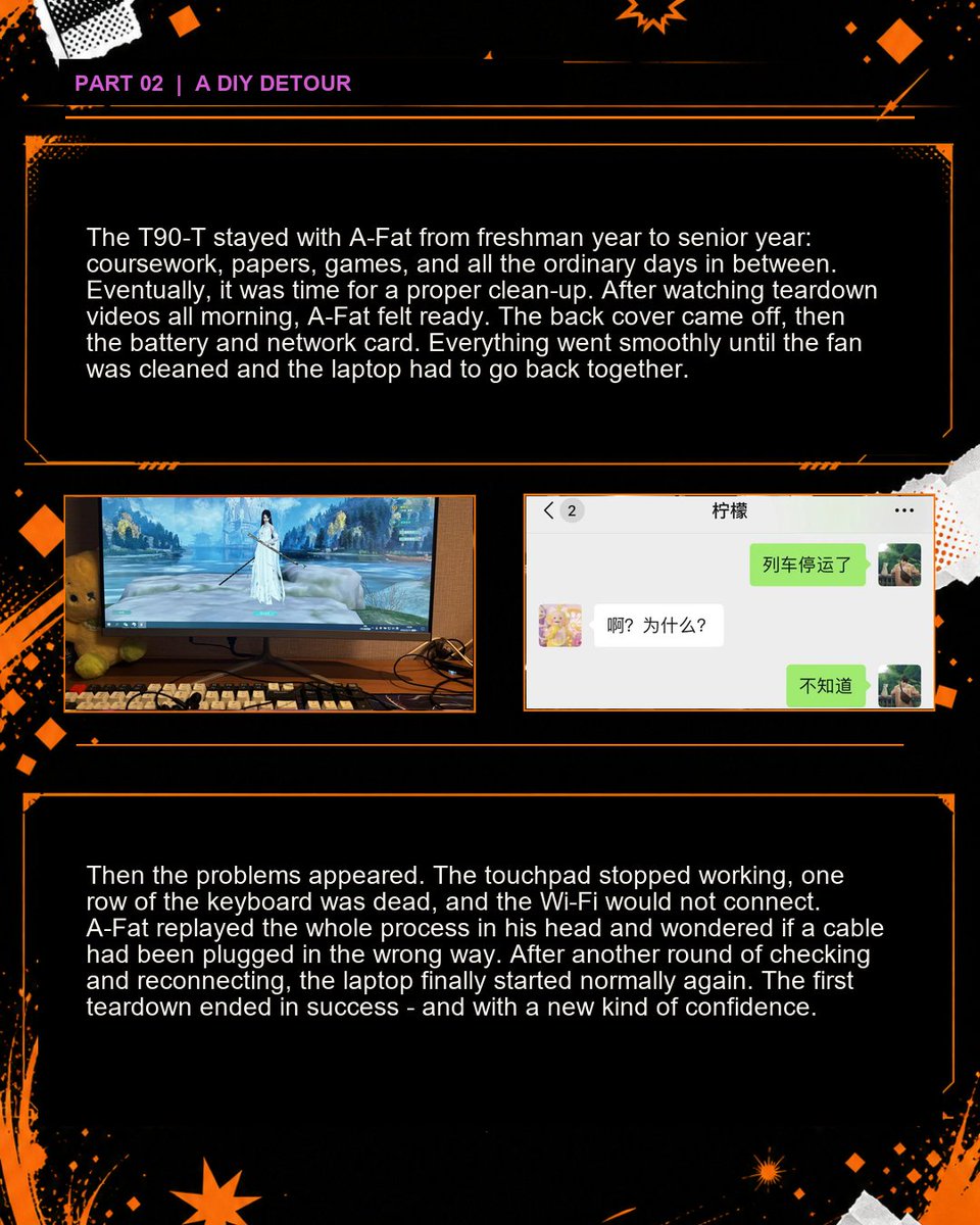 MachenikeGaming's tweet photo. #fanstory From a late-night dorm-room debut of the Machenike T90-T to a Christmas banquet filled with laughter, Cola’s six-year journey shows how one laptop can connect kindred souls.
What’s your first Machenike memory? 🧡
#Machenike #GamingLaptop #GamingMemories https://t.co/jcAY0gKJMQ