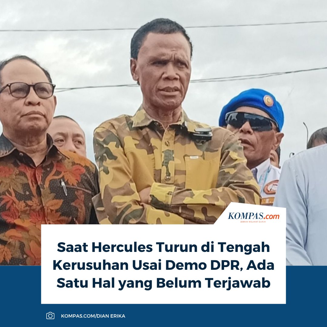 kompascom's tweet photo. Baca di sini: https://t.co/ekIaVUQ8ay
Hercules disebut turun ke tengah kerusuhan usai demo DPR untuk membubarkan massa, tetapi hingga kini belum jelas siapa yang menginstruksikannya turun ke lokasi.
~IQ #Hercules #demoDPR https://t.co/085Zn7yueW