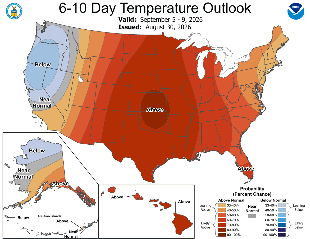 Ronh999's tweet photo. US NWSCPC 6-10 & 8-14 day forecasts made on Aug 30. #Natgas https://t.co/rjO69WTkuK https://t.co/y8OGbXcItm