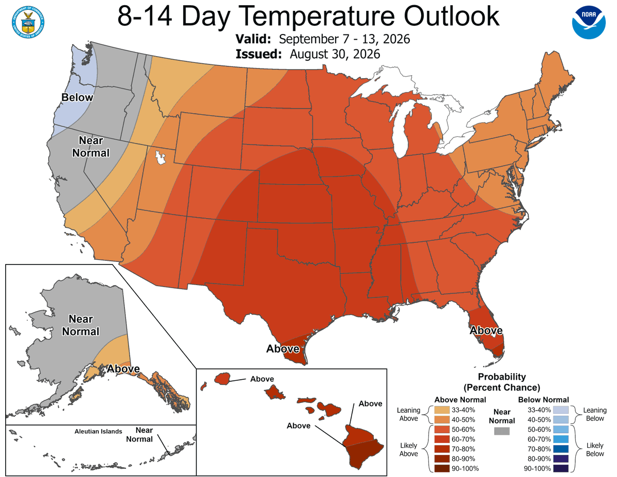 Ronh999's tweet photo. US NWSCPC 6-10 & 8-14 day forecasts made on Aug 30. #Natgas https://t.co/rjO69WTkuK https://t.co/y8OGbXcItm