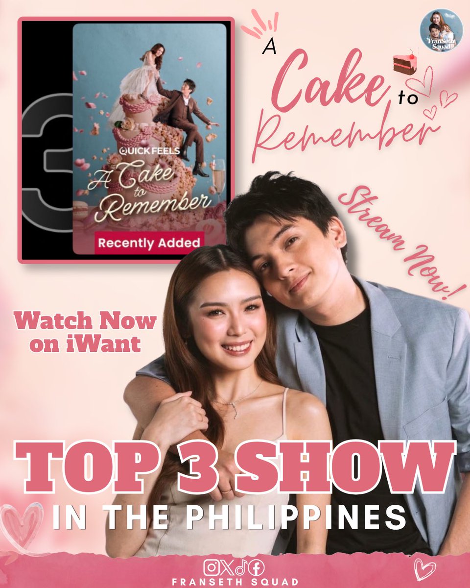 fransethsquad_'s tweet photo. 𝗧𝗢𝗣 𝟯 𝗦𝗛𝗢𝗪 𝗜𝗡 𝗧𝗛𝗘 𝗣𝗛𝗜𝗟𝗜𝗣𝗣𝗜𝗡𝗘𝗦 𝗢𝗡 𝗶𝗪𝗮𝗻𝘁!💙

𝗔 𝗖𝗮𝗸𝗲 𝘁𝗼 𝗥𝗲𝗺𝗲𝗺𝗯𝗲𝗿 is officially the 𝗧𝗢𝗣 𝟯 𝗦𝗛𝗢𝗪 𝗜𝗡 𝗧𝗛𝗘 𝗣𝗛𝗜𝗟𝗜𝗣𝗣𝗜𝗡𝗘𝗦 on iWant! 🎂

Thank you, Cloudies, for all the love and support! Let’s keep watching and streaming! 

#ACakeToRemember | #FranSeth
