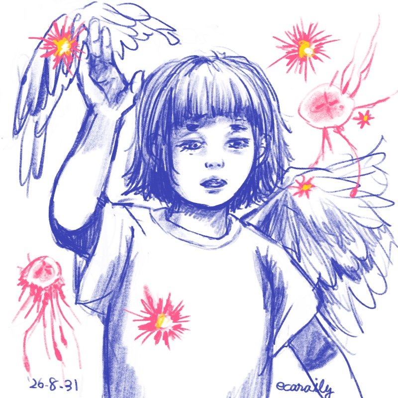 ecaraily's tweet photo. 今日のひと描き。色鉛筆風。天使辞めたイメージ。
#イラスト #色鉛筆風 #天使の羽根ぽいやつ https://t.co/63PPSJJ3Ea