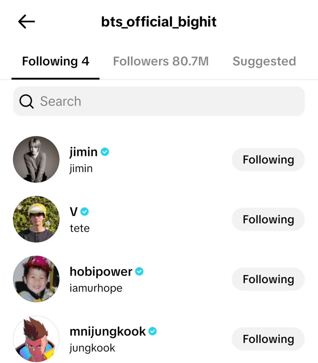 winnttaebear's tweet photo. Bighit tiktok following jimin rn https://t.co/alg4DtrBkG