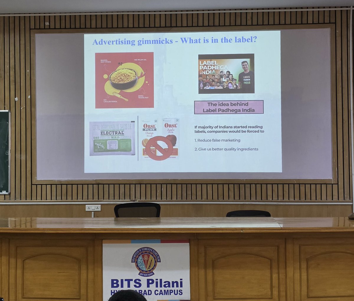 foodpharmer2's tweet photo. They’re teaching students about Label Padhega India at Bits Pilani! 

Seeing students recognise misleading marketing and understand what’s actually in their food is incredibly rewarding, and this is exactly why I started Label Padhega India.

Because when consumers start reading labels, brands have to do better.

That’s how a health revolution happens.

Let’s Make India Healthy Again! 🇮🇳