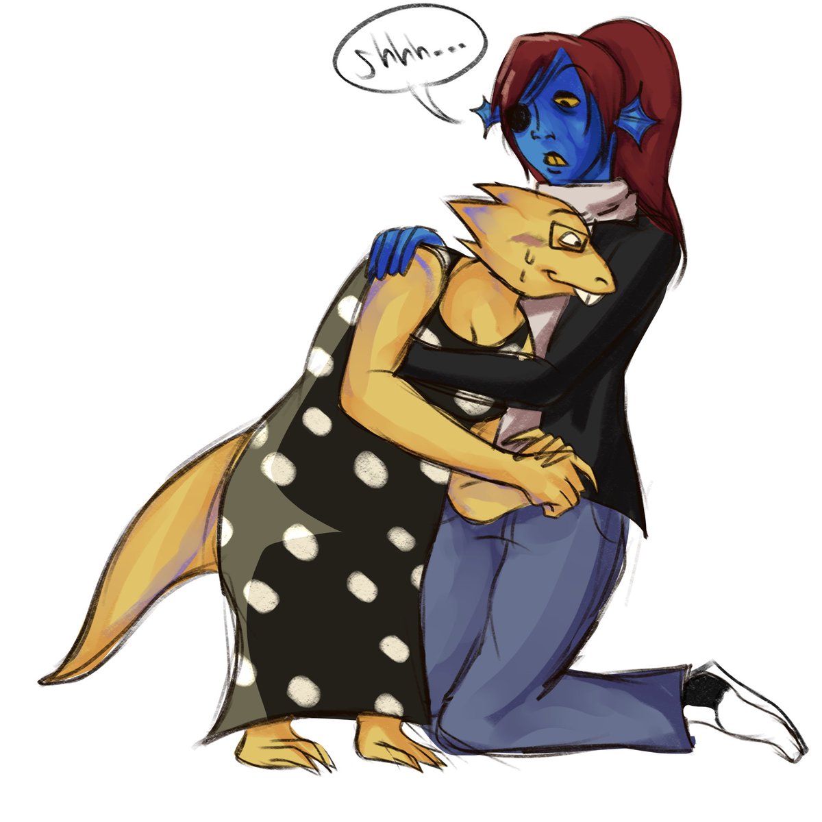 snowleoparddoc's tweet photo. drew that one scene in the date with alphys….i love them….the lesbians #undertale #alphyne https://t.co/MOEbmLKGT9