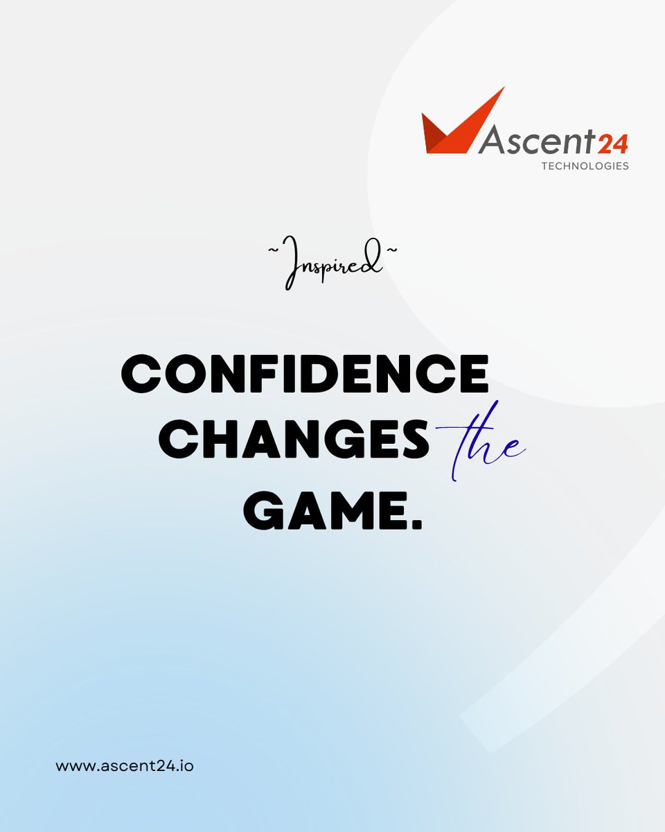 Ascent24T's tweet photo. Confidence changes the game.
Believe bigger. Act bolder. Go further.
#MondayMotivation #Mindset #StayFocused #ascent24technologies #Confidence #PositiveMindset #Motivation #inspiredaily https://t.co/FpgL84nxox