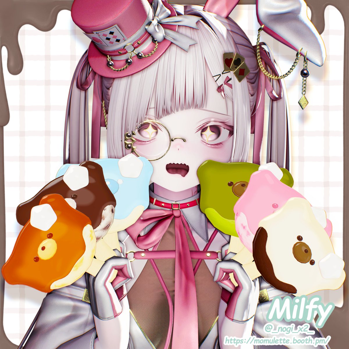 Momulette's tweet photo. 🍦🐻2作目『くまちょこあいすちゃん！』🐻🍦
　　　　✨本日18時よりリリース！✨

記念してRTキャンペーン開催🎁🩷

『くまちょこあいすちゃん！』を3名様にプレゼント！
BOOTHのスキが100増えるごとに当選者を1名追加✨
🔗https://t.co/jeRUSsrpRF
· · ───── ·✧· ───── · ·

✦ 参加方法 ✦
・このポストを RP＋いいね
応募締切：9/2 23:59まで（JST）

· · ───── ·✧· ───── · ·

✦ 24時間限定SALE も実施します✦ 
8/31 18:00 〜 9/1 18:00まで ❣️
　　￥300 → ￥200✨

· · ───── ·✧· ───── · ·
甘くて可愛いくまアイスいかがですか？🍦💞

#VRChat #booth_pm #Momulette