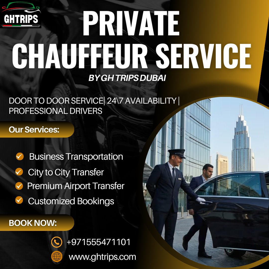 ghtours70's tweet photo. PRIVATE CHAUFFEUR SERVICE IN DUBAI
Experience Dubai with comfort, luxury, and a professional chauffeur by your side.
+971 555 471101
https://t.co/mSLwHBg0aK
#PrivateChauffeur #carwithdriver #LuxuryTravelDubai #Ghtrips #LuxuryTravel #luxurycars #dxb #airporttransfer #DubaiTourism https://t.co/2kWbDHc72C