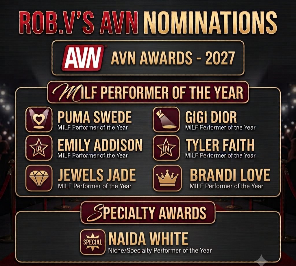 velivis82's tweet photo. @AVNMediaNetwork @brandi_love
@PumaSwede @tylerfaith4real @nadiawhite @jewelsjademedia
@gigiasseenontv @emiaddisonx
Just doing my job as a broadcast journalist. Here are my AVN Awards nominations — I couldn’t pick just one. https://t.co/dlH2GDqjxZ