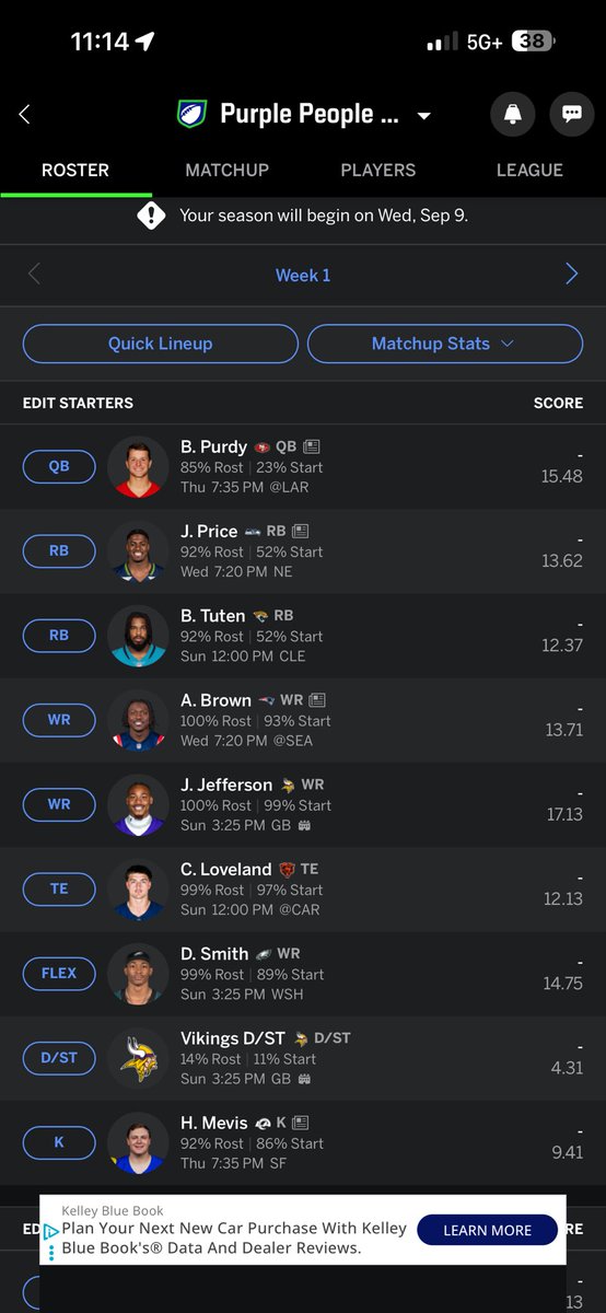 jakedavis_55's tweet photo. @SMcCormick_FF 12 man ppr. Thoughts on roster https://t.co/Jy7cfmFLYk