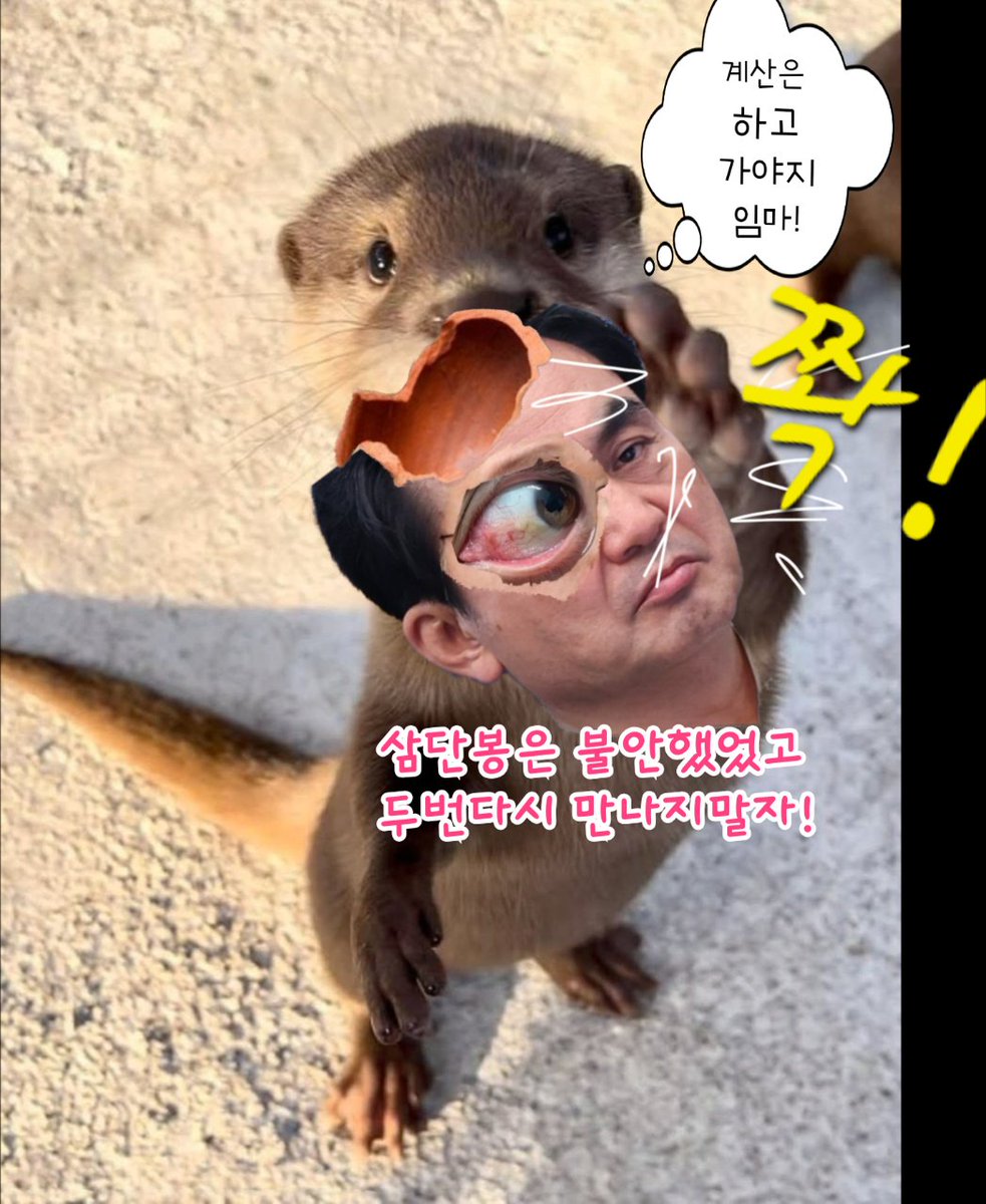 a35154432's tweet photo. 존뫄나!
계산은 ���벌랑지게 하고 가랑게!
골빈놈 보내기전 
휴전선에 살고있는 수달들도 화났다!

삼단봉은 불안했었고 두번다시 만나지말자! https://t.co/zNMwh3WydV