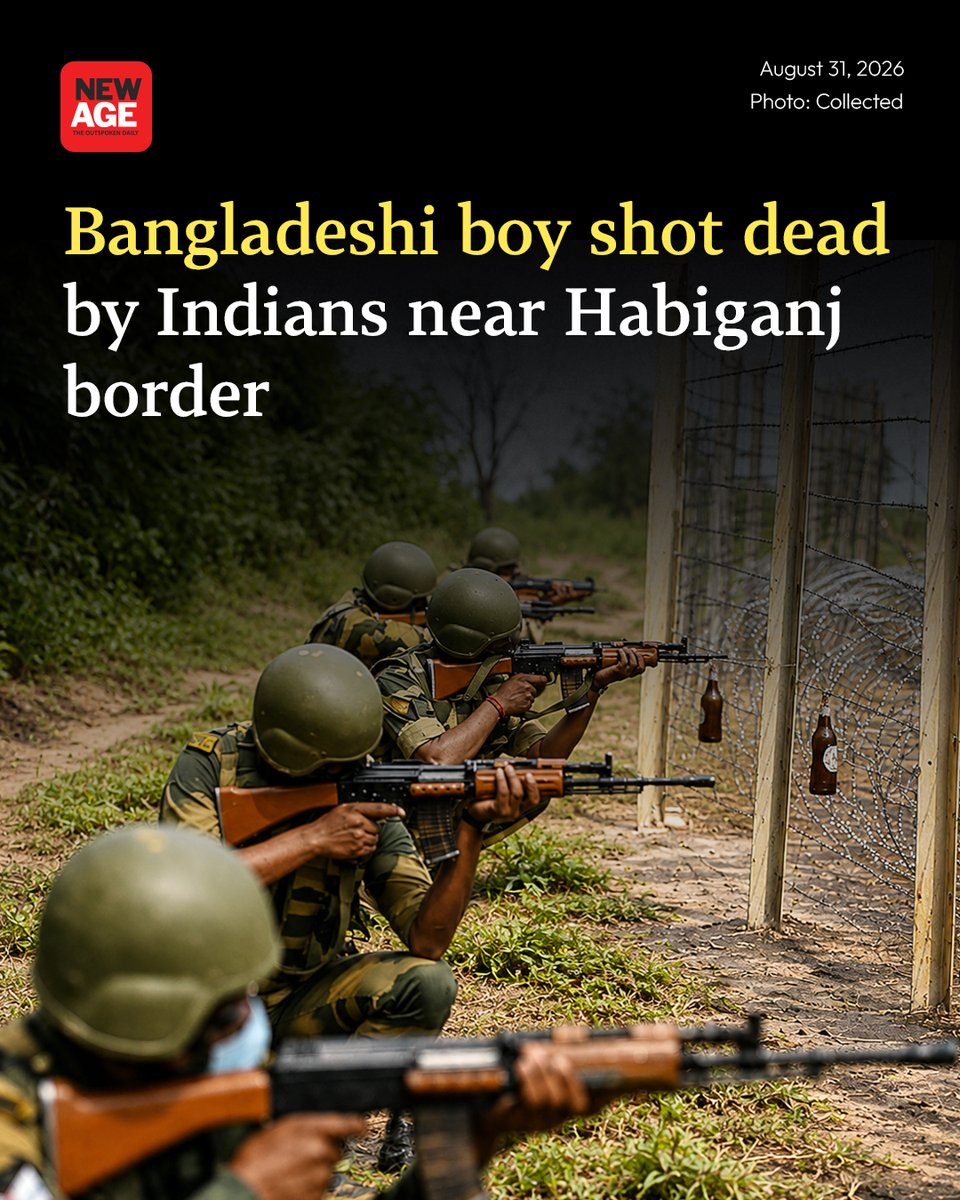 NewAgeBDcom's tweet photo. A 17-year-old Bangladeshi boy was shot to death allegedly by Indian nationals inside the neighboring country on Sunday afternoon.

Link in comments

#bsf #BGB #habiganjborder #newagebd https://t.co/xshDoAX0AX