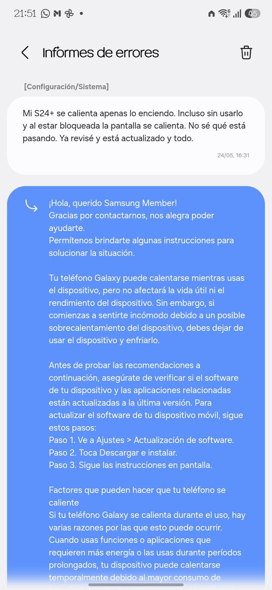 CecyPau's tweet photo. @SamsungMexico @Profeco

Reporté sobrecalentamiento de mi #GalaxyS24plus desde mayo a través de Samsung Members, me dijeron que no se afectaría la vida útil y... https://t.co/TTLzmJRfPv