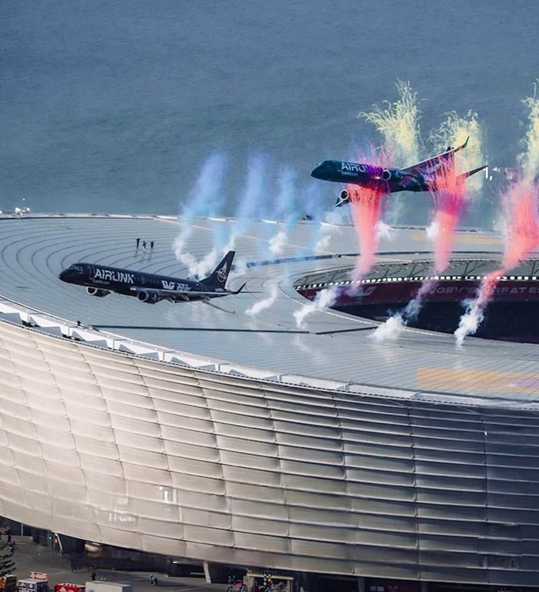 MSvanderWalt71's tweet photo. Article borrowed from Bruce Askham:

Now that the internet has had 24 hours to lose its mind over the Airlink flypast at DHL Stadium…
As a pilot, I thought it was magnificent.
Yes, it was LOW. That was rather the point.
But low does not automatically mean unsafe.
This was a planned, rehearsed and approved flypast, flown at around 150 knots and conducted within the altitude and speed parameters approved by the SACAA. Air Traffic Navigation Services was also involved in the planning and support.
And this wasn’t a couple of cowboys having a crack at it.
Each aircraft carried THREE senior Airlink captains, acting as commander, co-pilot and safety/technical officer. That is a serious amount of experience sitting up front.
What we watched was precision flying.
Two Embraers. Formation. Low level. Precise timing. A stadium packed with Springbok and All Black supporters. And a spectacular piece of aviation to kick off one of the greatest rivalries in world sport.
Was it close?
Hell yes.
Was there an incident?
No.
Was it some unplanned near-disaster requiring an internet investigation by every newly qualified Facebook aviation expert?
Also no. 📷
Airlink’s own recorded flight data confirms that both aircraft remained within the SACAA-approved and rehearsed safety parameters.
So perhaps we can stop manufacturing an accident that never happened and simply appreciate what we were privileged to see.
And thankfully, despite what another highly reliable Facebook image may suggest, the crews were not dreadlocked, doobie-smoking, “trust the vibes” cockpit philosophers. 📷
So no, Cheech and Chong were not flying the formation.
Thank you Airlink. That was something special.
May there be many more.
Oh, and the Boks won 33–26.
Lekker. 📷 #Flypast #Flover #Airlink #SouthAfrica #Rugby #Springbokke #SANZ #Crybabies #TIA