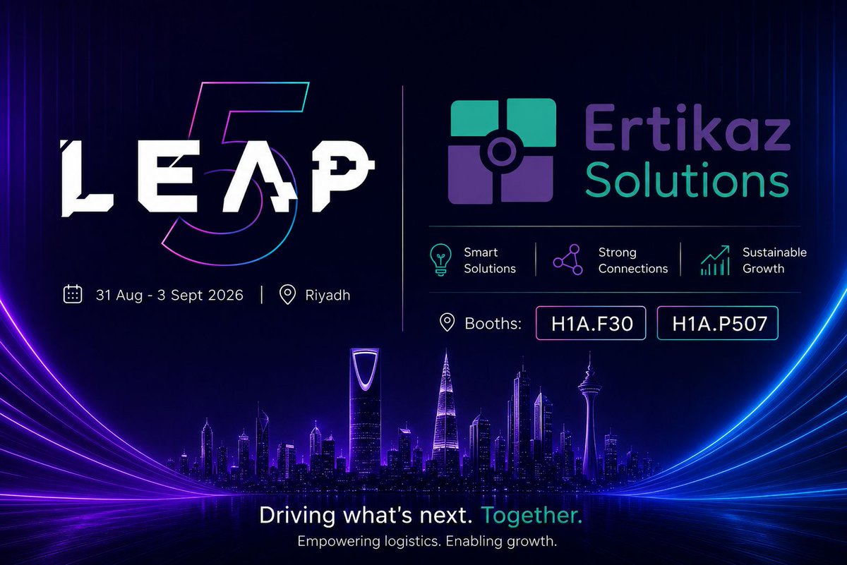 ErtikazSolution's tweet photo. We’re heading to LEAP 2026! 

Ertikaz Solutions is excited to be part of LEAP in Riyadh, where technology, innovation, and ambitious ideas come together.

See you at LEAP!

#LEAP2026 #ErtikazSolutions #LeanDispatcher #LogisticsTechnology #DigitalTransformation  #AI #SaudiTech https://t.co/7ibrkCaHQl