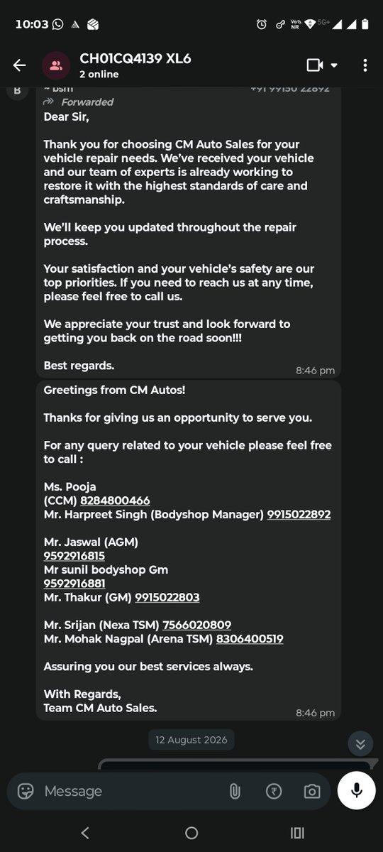 Tarun18788's tweet photo. Bad Expce at Body Shop CRM Auto Mohali for my XL6. promise date 21/Delivered 24 afr follow up
No Responsible Person/Rude Behaviour/No Timely Response/No Timely Delivery/No Prior Tentive Cost/No lProper Work/ Nexa's Num Wrong Given 
@Maruti_Corp cn u chek at ur level @CMAutosIndia https://t.co/DHwmm5aIC0