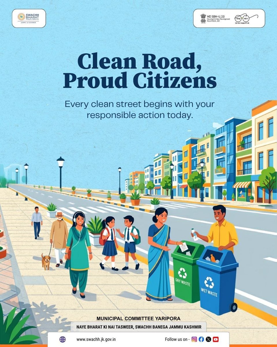 eomcyaripora's tweet photo. "Clean roads, bright future — let’s keep Yaripora shining! 💧🚮 #SwachhBharat #CleanYaripora #ProudCitizens" https://t.co/Kdy4anIkDl