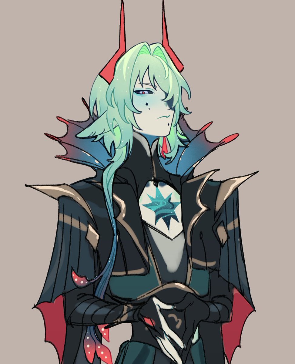 pink_hyu's tweet photo. I was designing Anaxa's alien form for an AU and i wanted to draw him some clothes (based on the ones he already has!!) 
And he looks like a dark lord omg KSDHFKLSDAHKSDFA https://t.co/dyc0QTgjd3