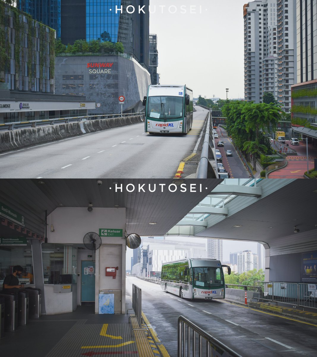 HOKUTOSEI19's tweet photo. Rapid KL BRT Sunway Line

​世界上首个全电动化的高架封闭式BRT系统，由Prasarana与Sunway Group合资建设。

​线路主要作为Bandar Sunway内部的骨干快速公共交通，两端分别无缝衔接KTM Sunway-Setia Jaya站与LRT USJ 7站。

​随着BRT原配BYD K9车龄渐长，Rapid KL亦抽调了柴油巴士行走专用高架。 https://t.co/sEZAoMzvT1