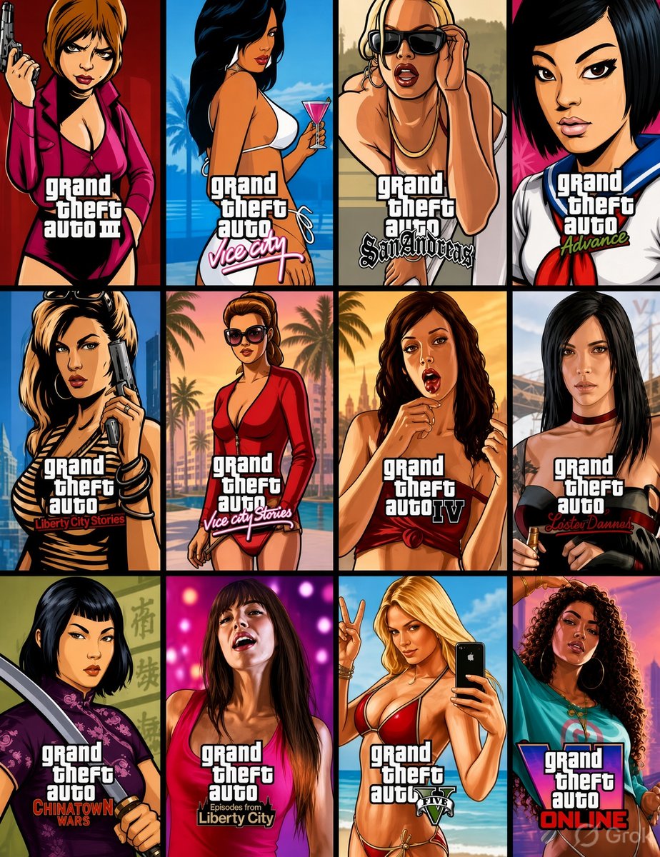 praggya_'s tweet photo. Hey @grok recast the iconic GTA female characters as Hollywood actresses who fits the look and vibe. https://t.co/8H7wbNEpmF