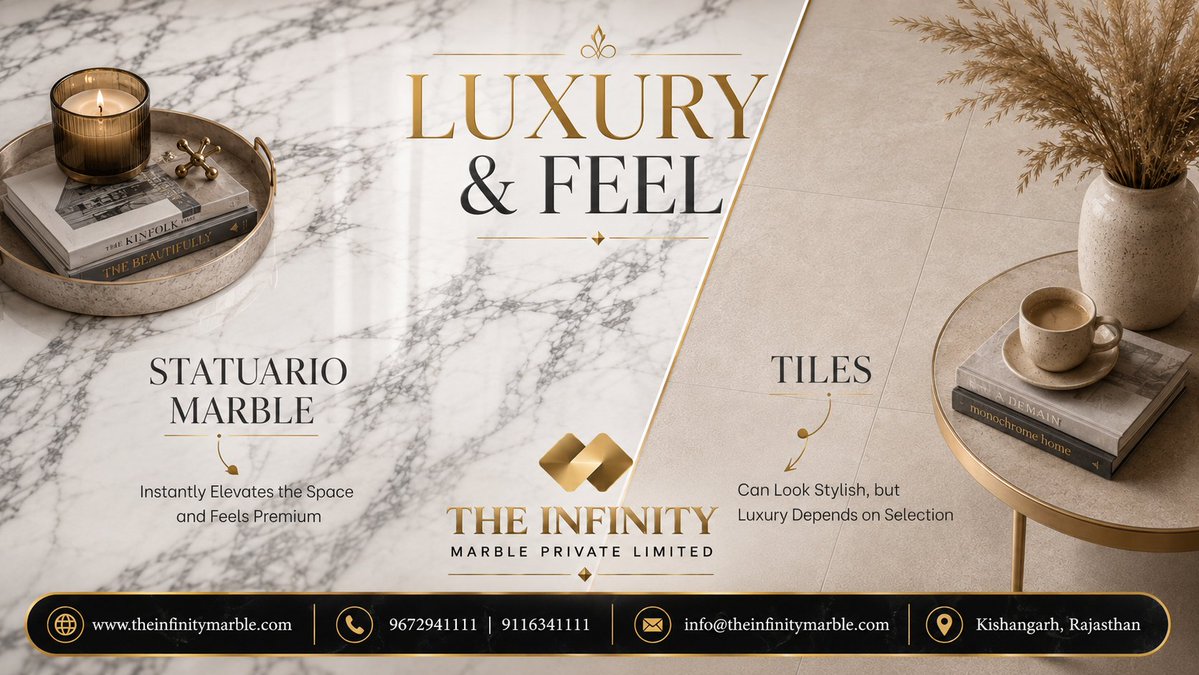 InfinityMarbles's tweet photo. Luxury &amp; Feel with Statuario Marble ✨
Premium Statuario Marble adds timeless elegance, bold veining &amp; a luxurious finish to every space. Choose natural stone that truly makes a statement.
#StatuarioMarble #ItalianMarble #LuxuryInteriors #InfinityMarble https://t.co/yXzgqmdRxg