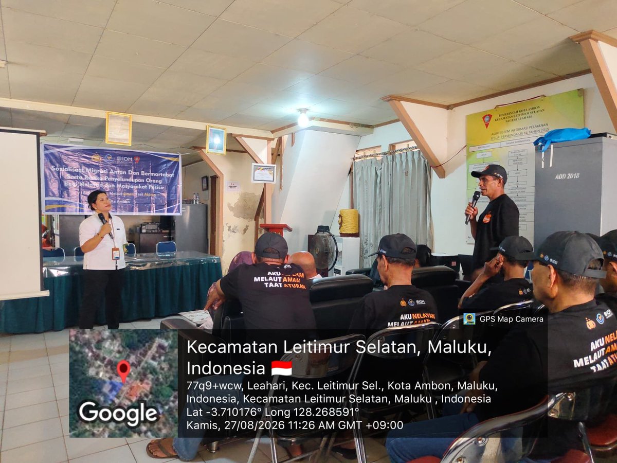 hendry_ambon's tweet photo. Kamis, 27 Agustus 2026, Hendry M, Luhkan Kota Ambon. Sosialisasi Peran Nelayan dan Masyrakat Pesisir dalam Mencegah dan Memberantas Penyelundupan Orang di Negeri Leahari Kecamatan Leitimur Selatan Kota Ambon.
#GiatLuhkanAmbon
@bppsdm_pusluhkp https://t.co/tpTH5ns0kw