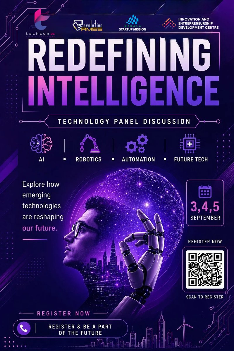 Revgamesindia's tweet photo. 🚀 REVOLUTION GAMES PRESENTS — TECHCON ’26!
🧠 REDEFINING INTELLIGENCE
Where AI, Robotics, Automation & Future Tech come together to shape tomorrow. 🤖
📅 September 3, 2026
📍 TECHCON ’26
🔥 Register now & be part of the future!
🌐 https://t.co/sDK8kkE1kk
#RevolutionGames https://t.co/jH11uOCmNU