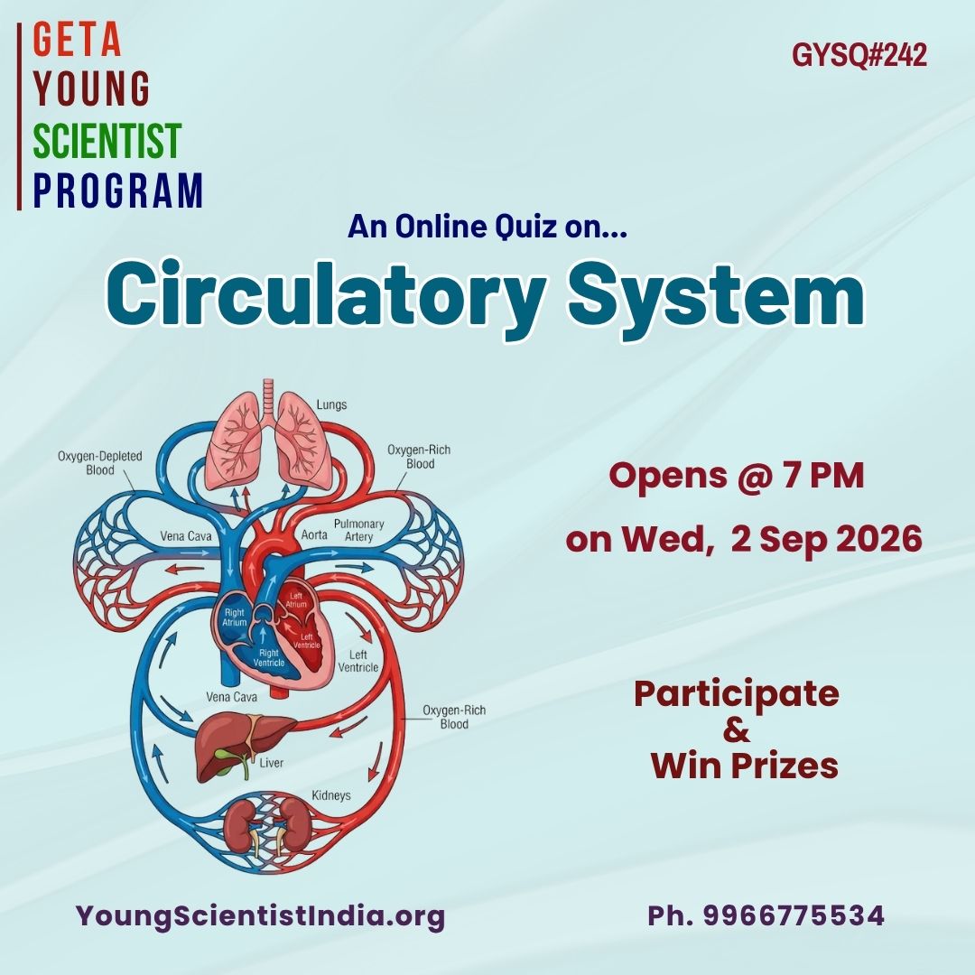 YoungGeta's tweet photo. 🧠🔬 GYS QUIZ #242

📚 Topic: 🫀 Circulatory System 
📖 YSI Magazine - February 2025: Labs &amp; Organizations

📖 Read the YSI Magazine: https://t.co/JqkQJbzH9z

🌐 [https://t.co/JPO4tHzYEE]

📞 Ph: 9966775534 | 9966332456 https://t.co/t3A3npqHeW