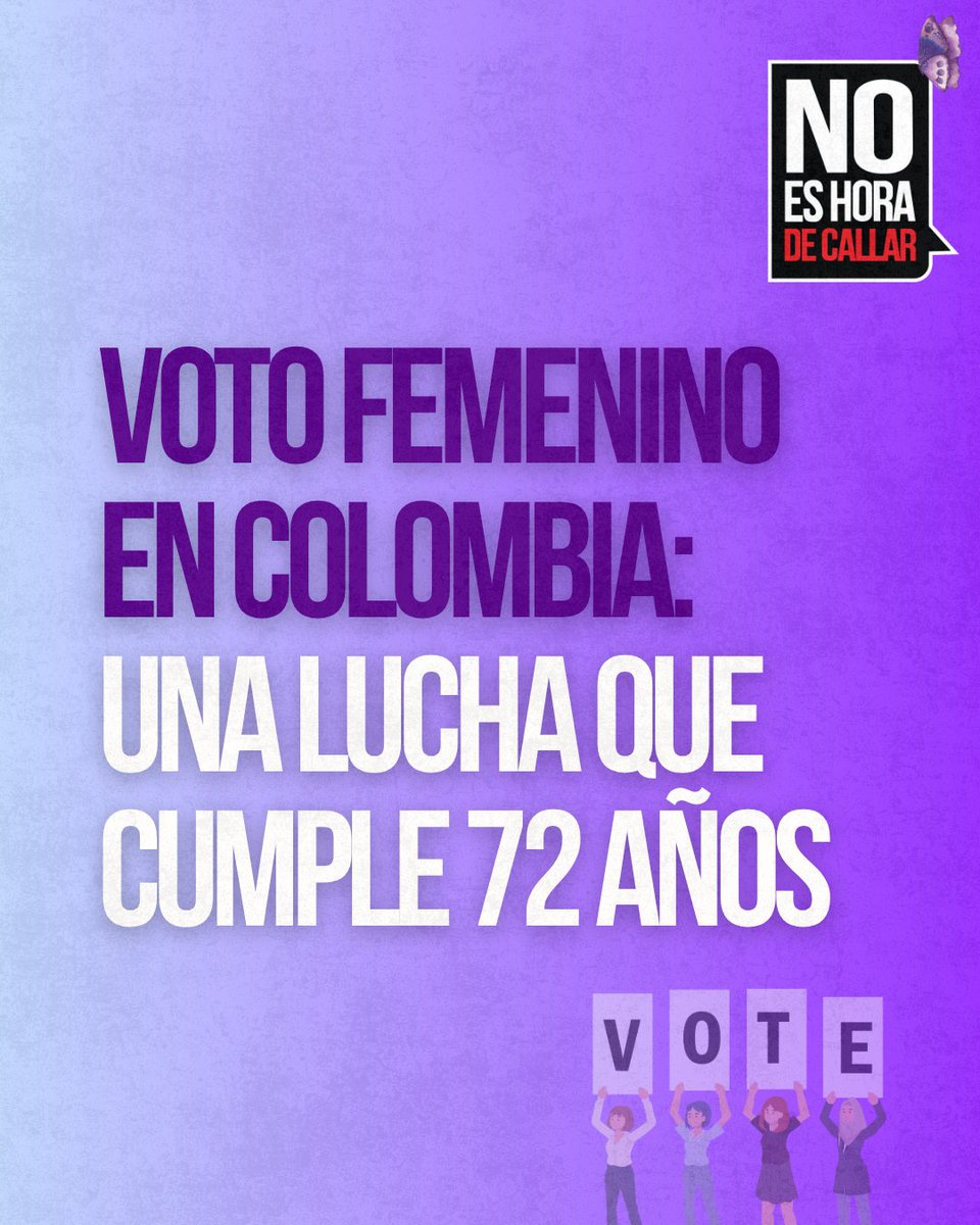 ELTIEMPO's tweet photo. 🗳️Se están cumpliendo 72 años de la aprobación del voto femenino en Colombia. El 25 de agosto de 1954, la Asamblea Nacional Constituyente aprobó el sufragio femenino con 60 votos a favor y ninguno en contra.
📝 Sin embargo, fue hasta 1957 cuando las mujeres salieron a las urnas para ejercer por primera vez su derecho al voto. La conquista del sufragio femenino fue el resultado de más de una década de lucha y de obstáculos para el reconocimiento de los derechos de las mujeres.
📚 Por ello, hoy es momento de conmemorar esta fecha y recordar a quienes hicieron posible la conquista de este derecho. Encuentre en la publicación la historia completa.
#NoEsHoraDeCallar #VotoFemeninoEnColombia
@jbedoyalima