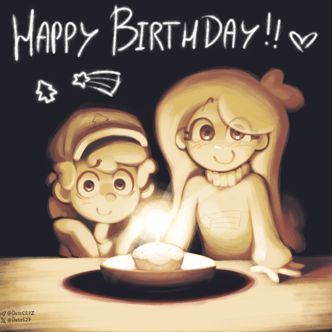 Dass527's tweet photo. Today I'm wishing the Pines twins a happy birthday!!!🎉🎉🎉
They're turning 27, but to us they'll probably still be little teenagers)
#gravityfalls https://t.co/OTGJ0Mo1lC