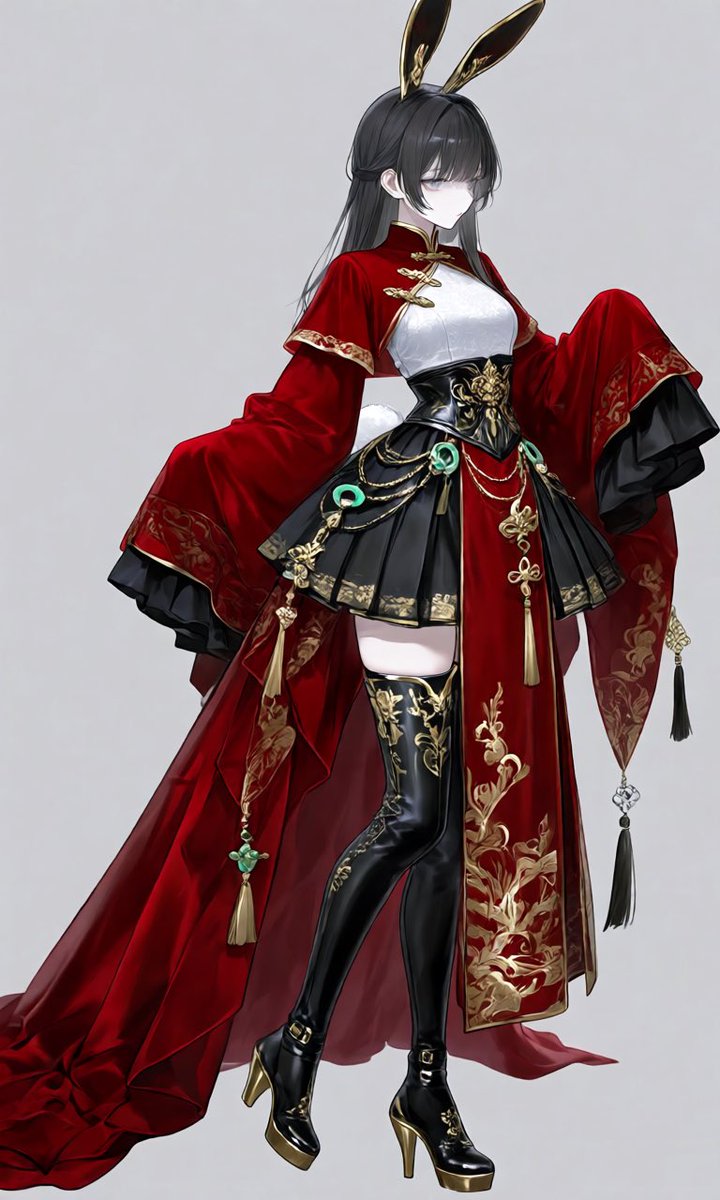 XfqgS's tweet photo. 個人的に傑作レベルの衣装なんですけど誰か使いませんか。装飾ドカ盛りチャイナバニーですよ。胸部の布が薄いから定義上は逆バニー

♂プロンプト
https://t.co/WEw3JYaPCP

♀プロンプト
https://t.co/0BupvUGrZH https://t.co/Ges2rZDtGO