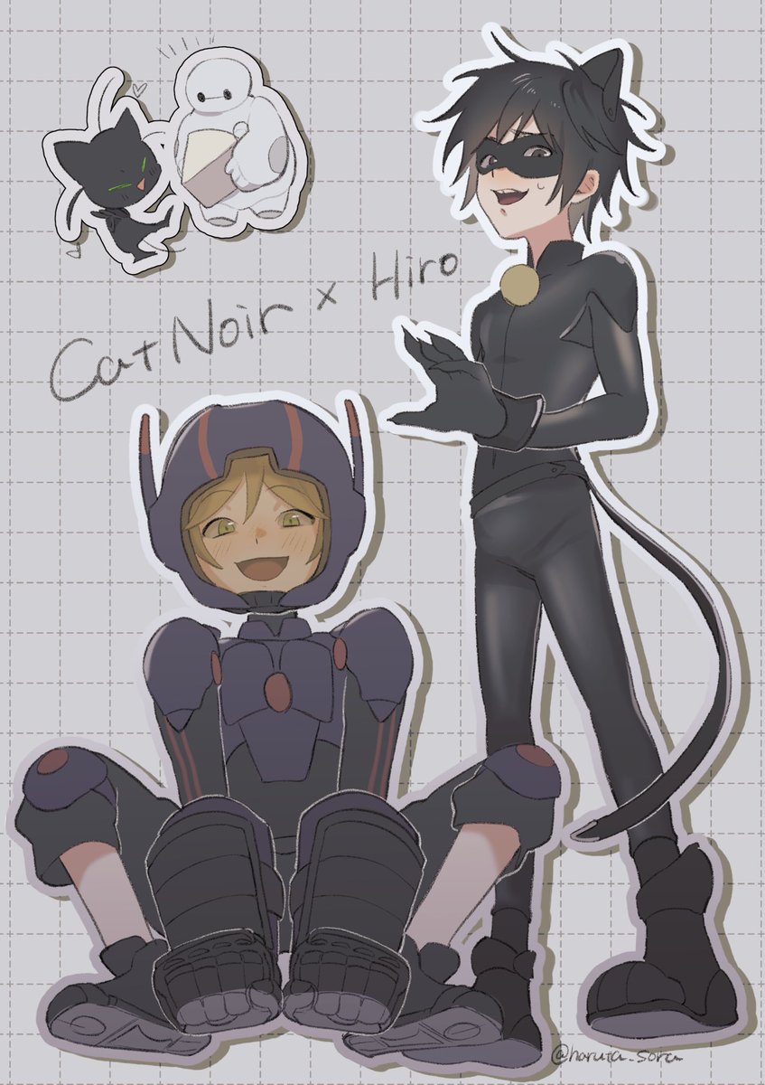 haruta_sora's tweet photo. CatNoir &amp; Hiro 🐈‍⬛💜 https://t.co/yzbZC0JCiB