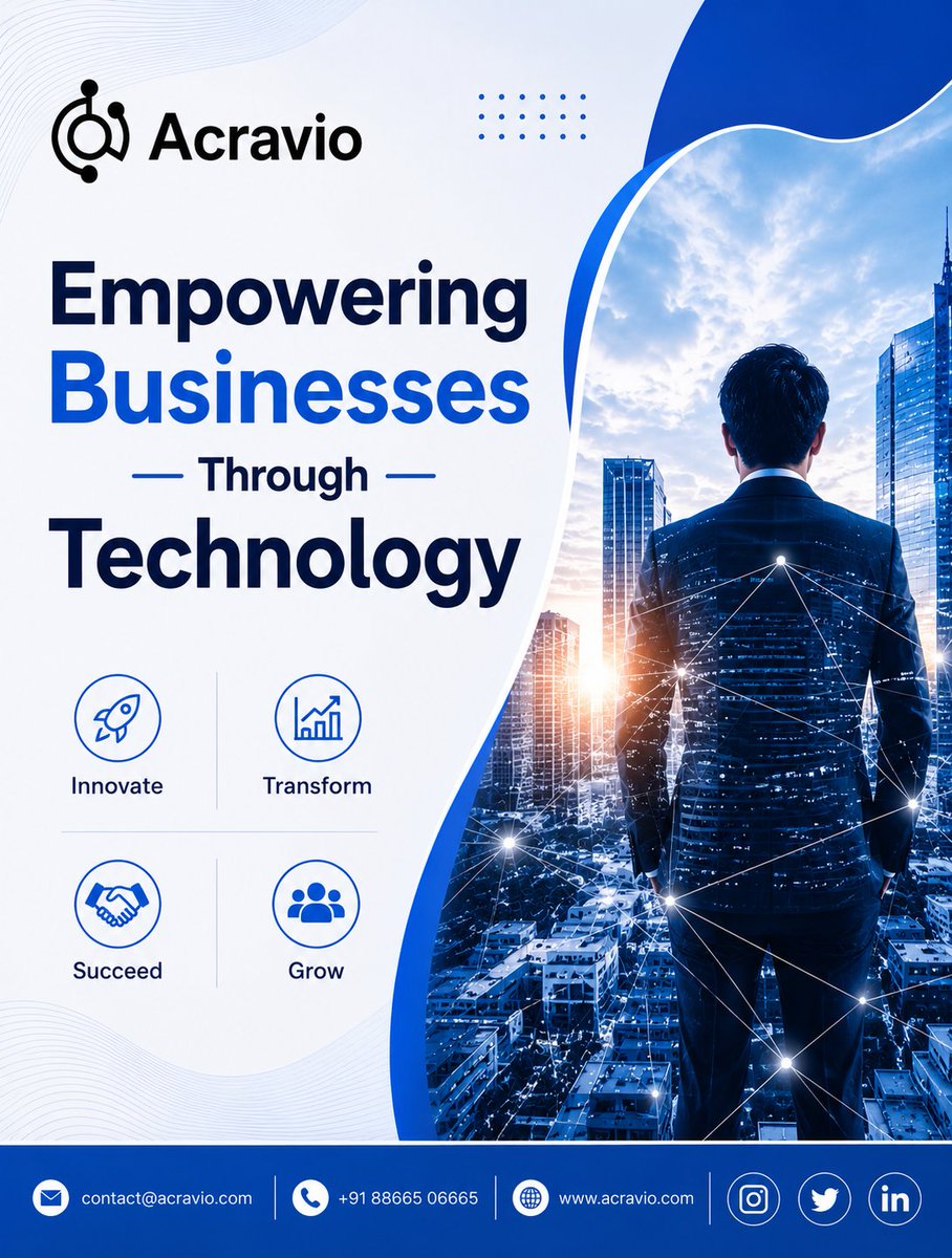 acraviotech's tweet photo. 🚀 Empowering Businesses Through Technology

Innovate. Transform. Succeed. Grow.

Acravio helps businesses turn technology into real growth. 💡

#Acravio #Technology #Innovation #BusinessGrowth https://t.co/GtMTPd5OoQ