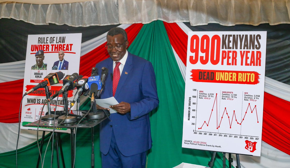BravinYuri's tweet photo. Former CJ David Maraga says police under President William Ruto have killed an average of 990 civilians every year, more than double the annual figures recorded under the Kibaki and Uhuru Kenyatta administrations.

According to Maraga, an average of 404 people were killed annually under Mwai Kibaki, compared with 415 under Uhuru Kenyatta.

The figures raise serious questions about the use of lethal force and the protection of civilians under the current administration.